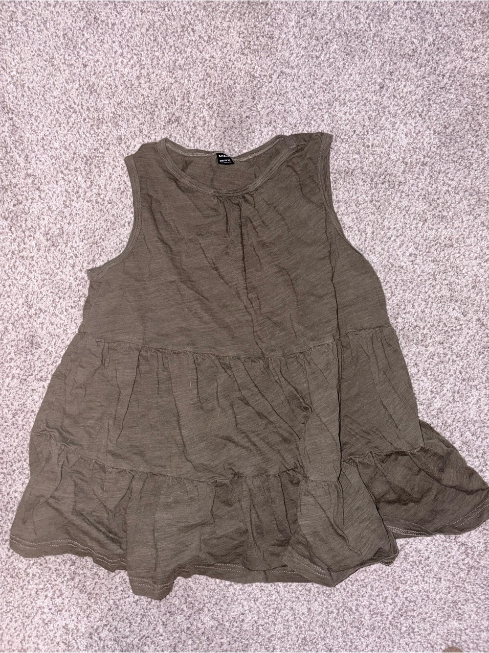 SHEIN Olive Ruffle-Tier Sleeveless Tank